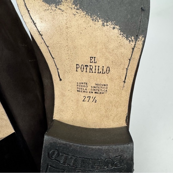 El Potrillo Brown Leather Suede Chelsea Ankle Boots Western Rodeo Country - Picture 7 of 8